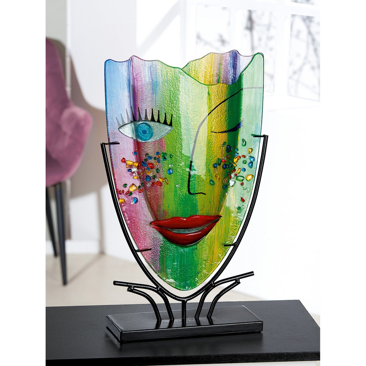 Glasart oval design vase Face "Amour"