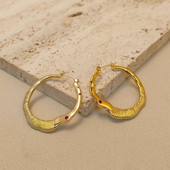 Unique Vintage Hoop Earrings with Ruby