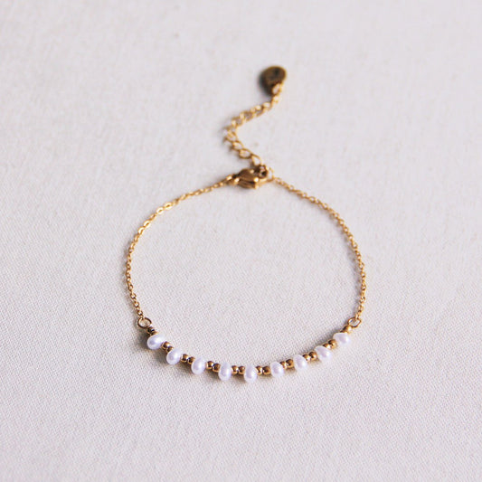Fine stainless steel bracelet with mini pearls and beads