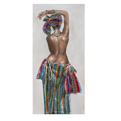 Wood/linen picture "African Beauty"