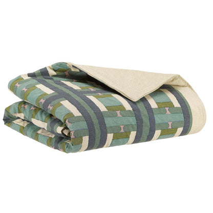 Gray green print plaid 135 x 200