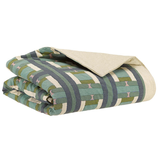 Gray green print plaid 135 x 200