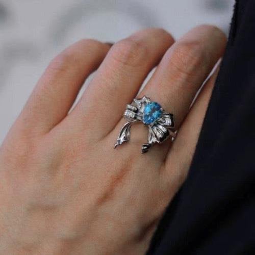 Princess Style Blue Topaz Rings - adjustable
