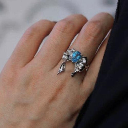 Princess Style Blue Topaz Rings - adjustable