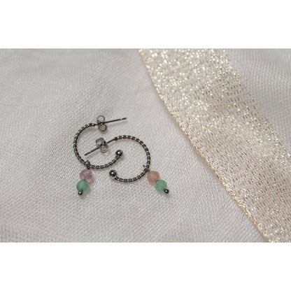Earrings Tourmaline & Aventurine - Silver