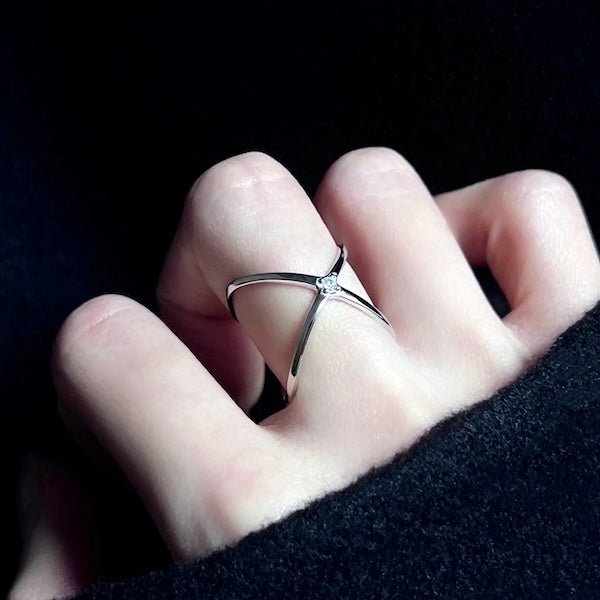Sterling Silver Star Trace Double Sided Ring