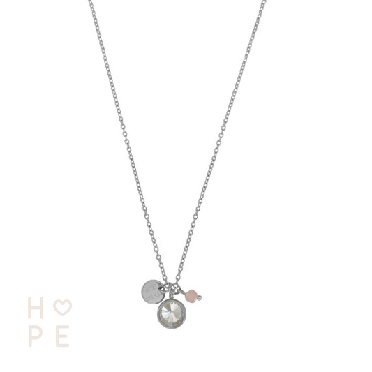 Hope & Rose Quartz Necklace - Silver