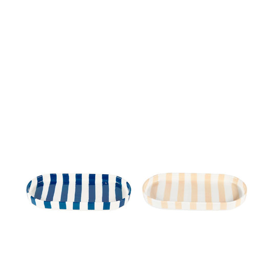 Oval striped trays - set of 2