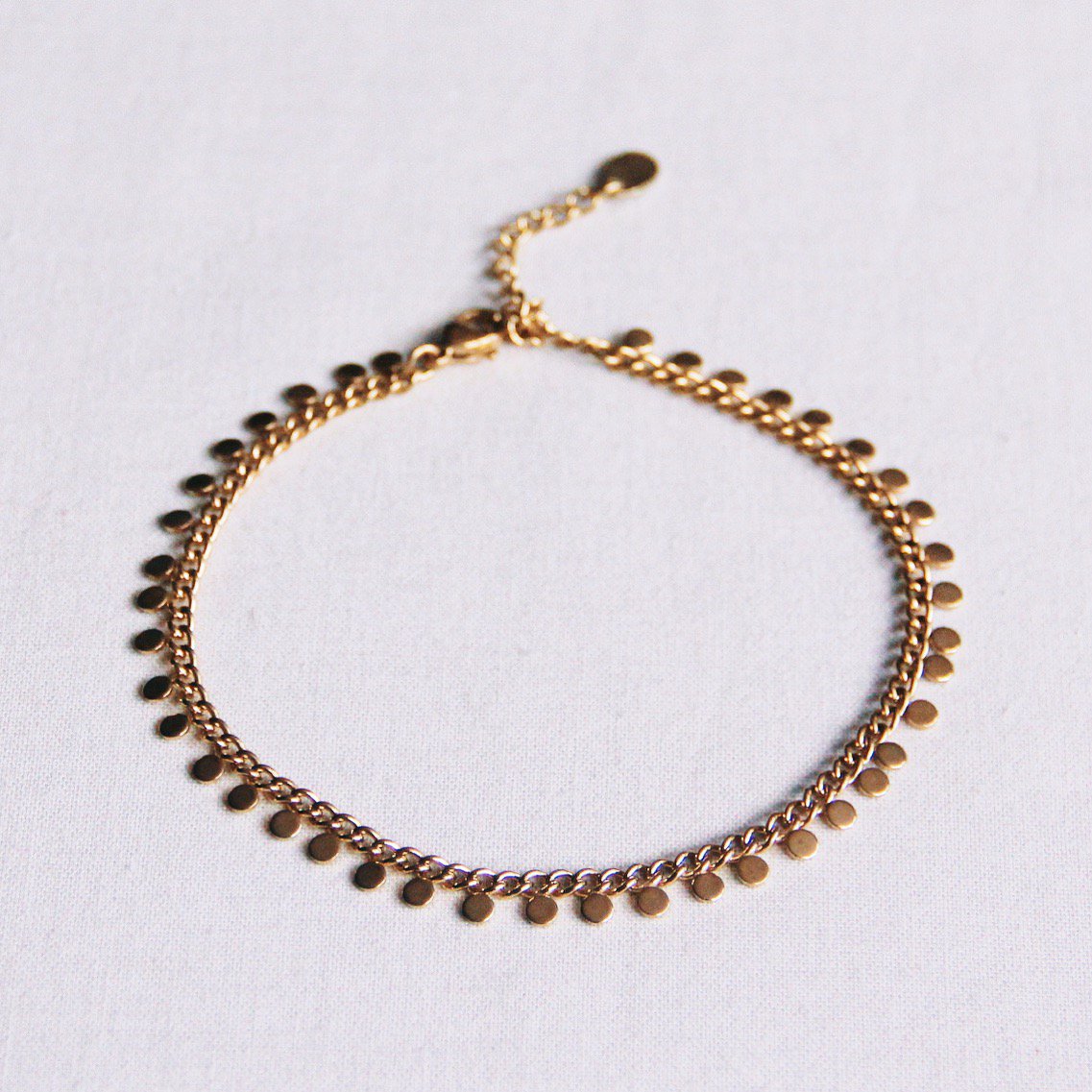 Chain anklet bracelet with coin - gold