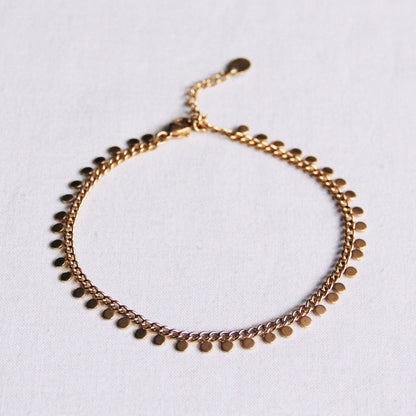 Chain anklet bracelet with coin - gold