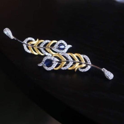 Feathered Splendor Brooch with Real Sapphire