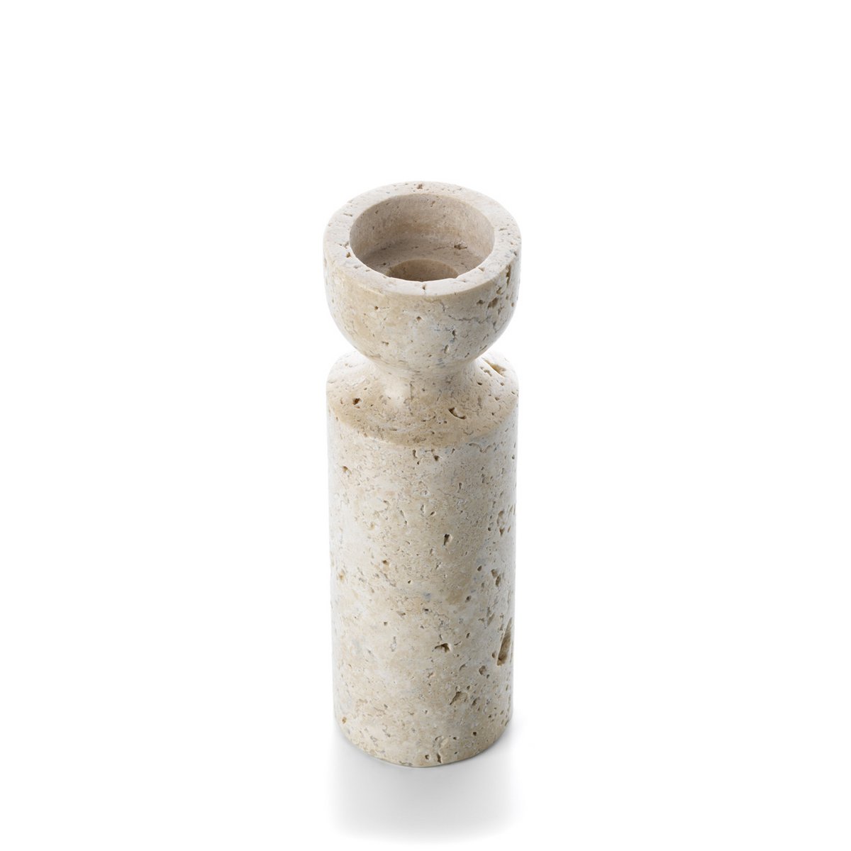 The Travertine Hourglass Candle Holder - Beige - M