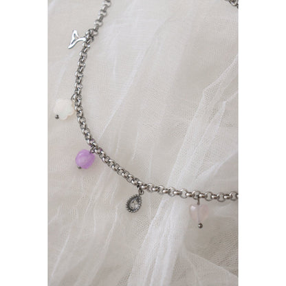 Charm Necklace Mermaid Tail, Shell & Gemstones - Silver