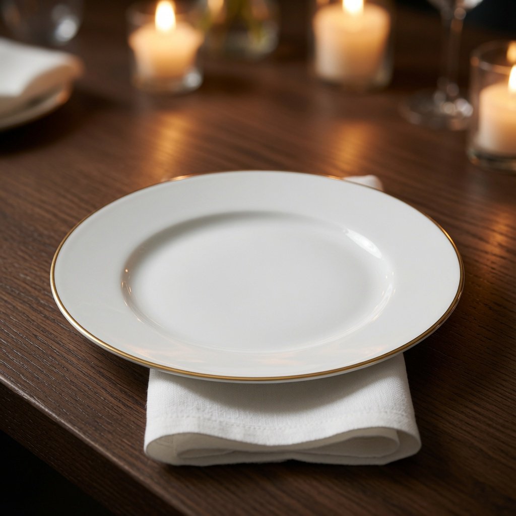 White dinner plate with gold edge 28cm
