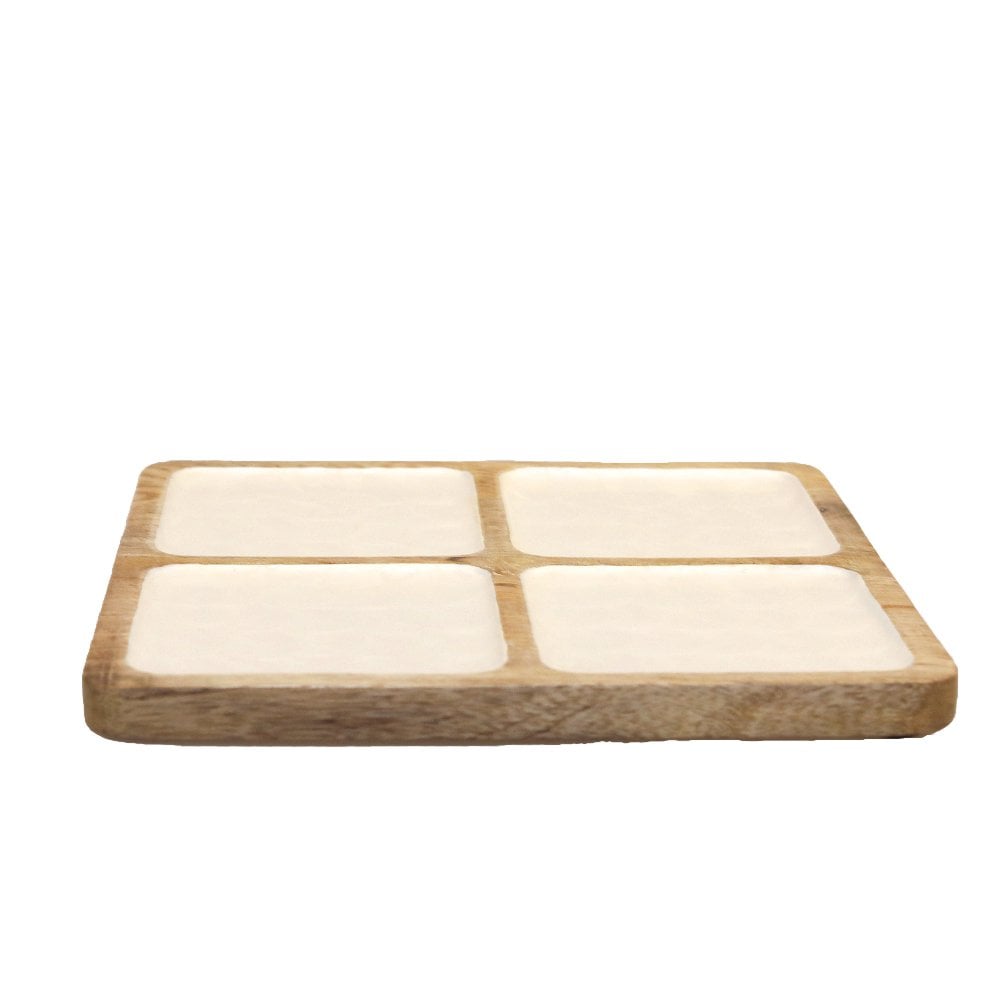 White square 4 Mangoier wooden compartments