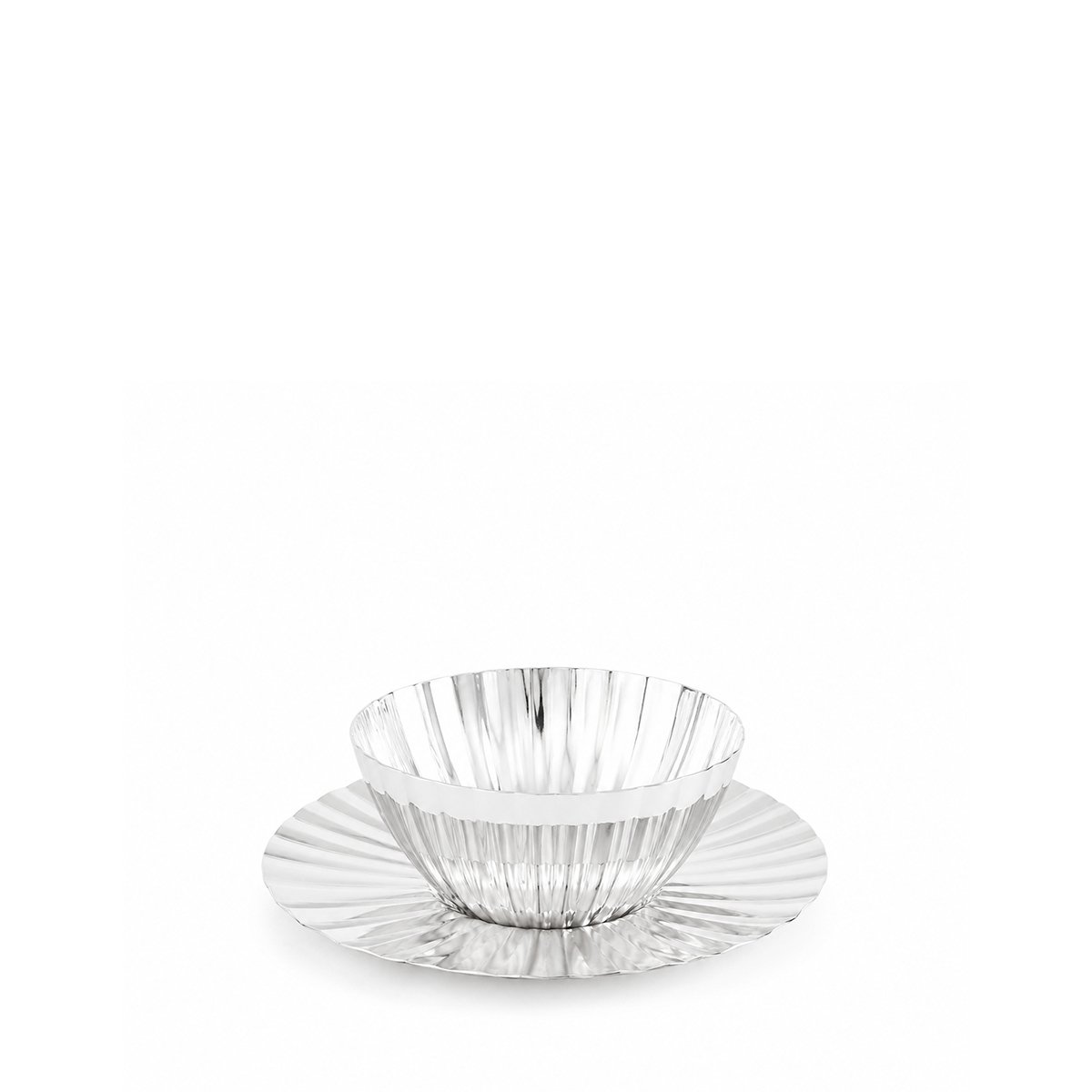 Corolla tea cup / cup with silver stainless steel saucer