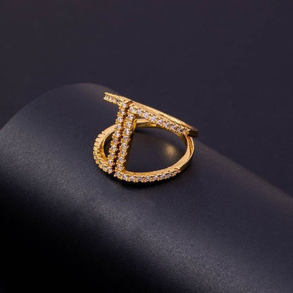 Geometric Pavé Open Ring