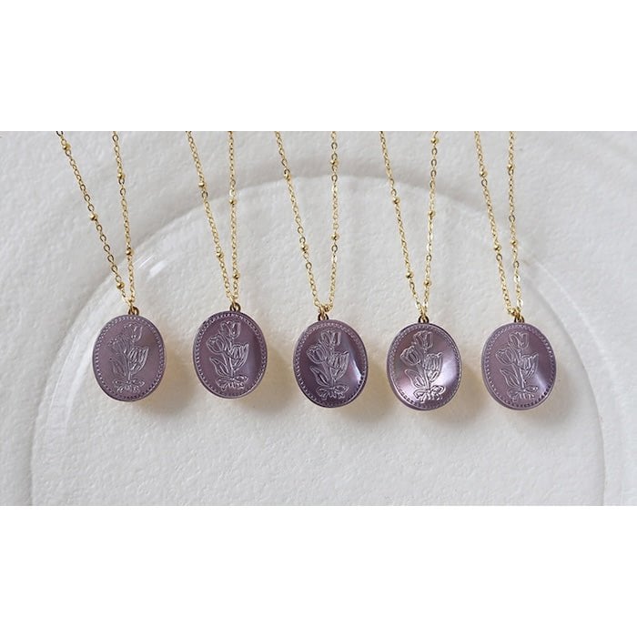 Botanical Mother of Pearl Medallion Necklace