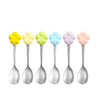 Flower teaspoons with holder - set of 6
