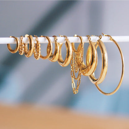 Stainless steel oval hoop earring - gold