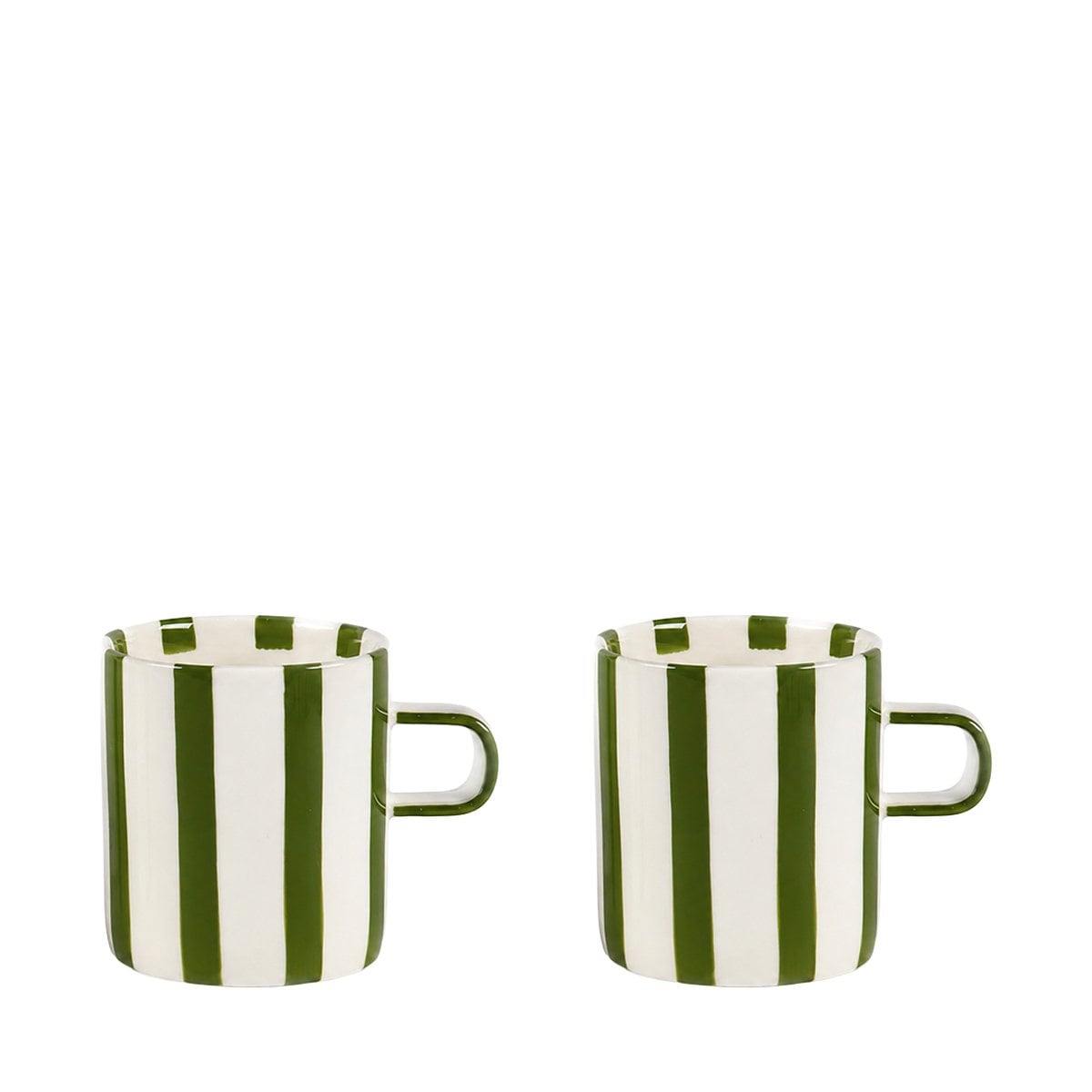 Green striped tea cups - set of 2