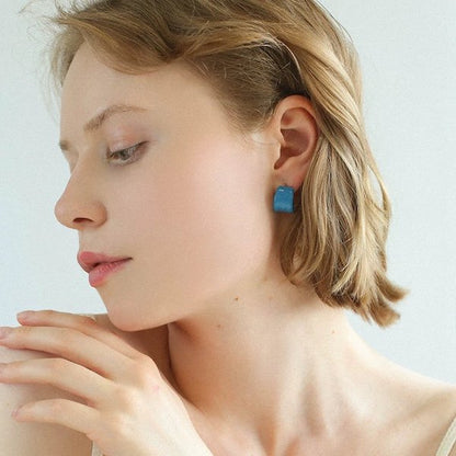 Modern Vintage Blue Enamel Hoops