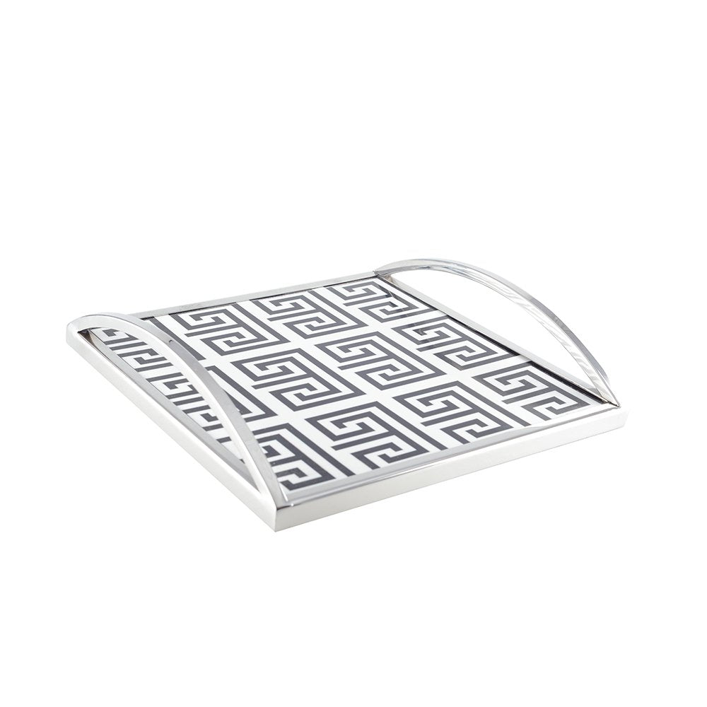 BLACK AND WHITE RECTANGULAR TRAY 30X30X6CM