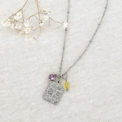 Chain Flowers & Peridot - Silver