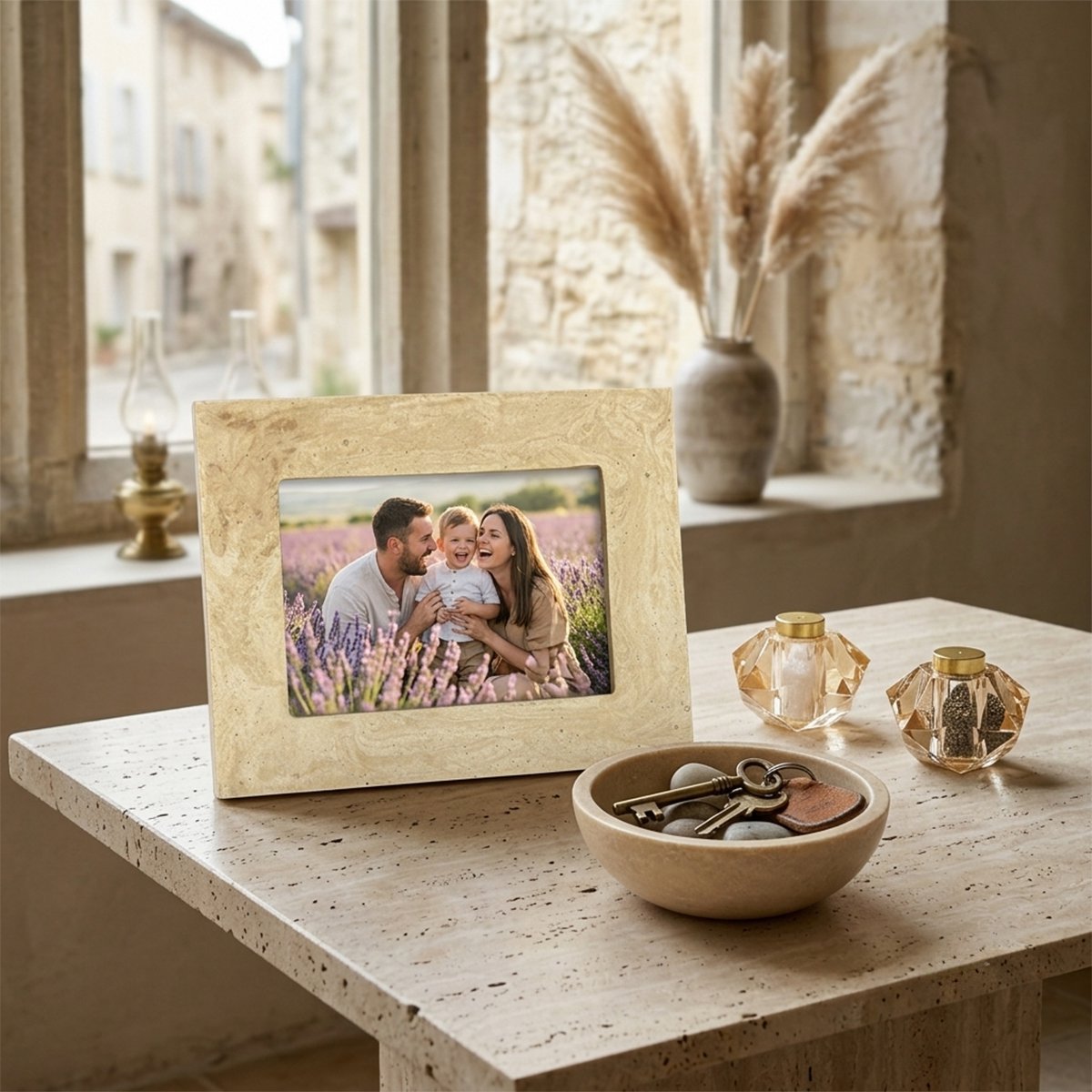Travertine effect resin photo frame