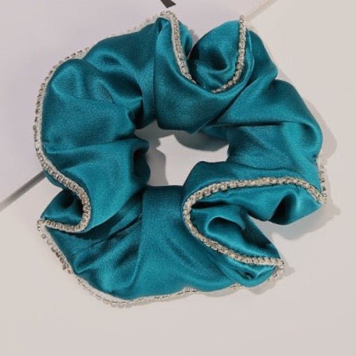 100% Silk Dazzling Hair Scrunchie - 19 mm - Diamond Trim