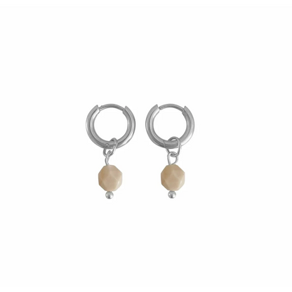 Earrings Beige Jade - Silver