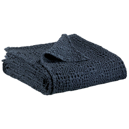 Stonewashed blanket Tana Cobalt 140 x 200