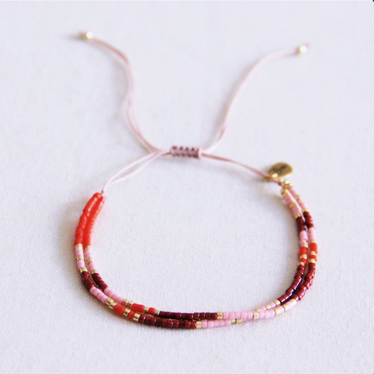 Double miyuki bracelet - red/lilac/bordeaux