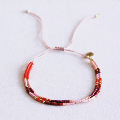 Double miyuki bracelet - red/lilac/bordeaux