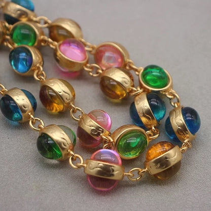 Vintage Rainbow Stones Necklace & Bracelet Set