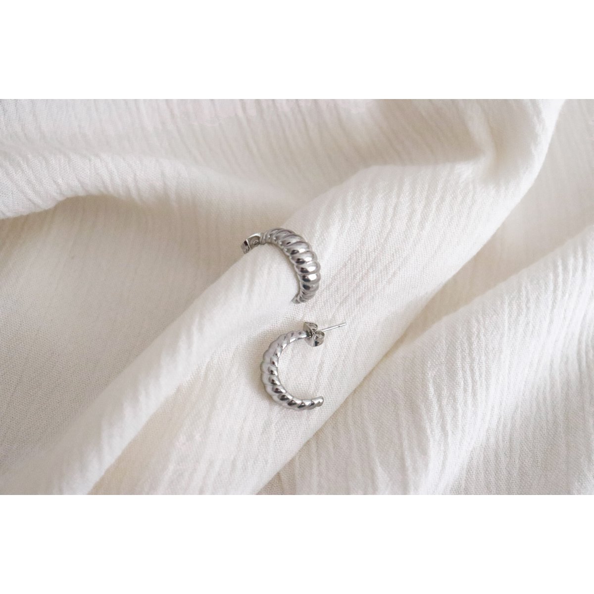 Chunky Croissant Hoops - Silver