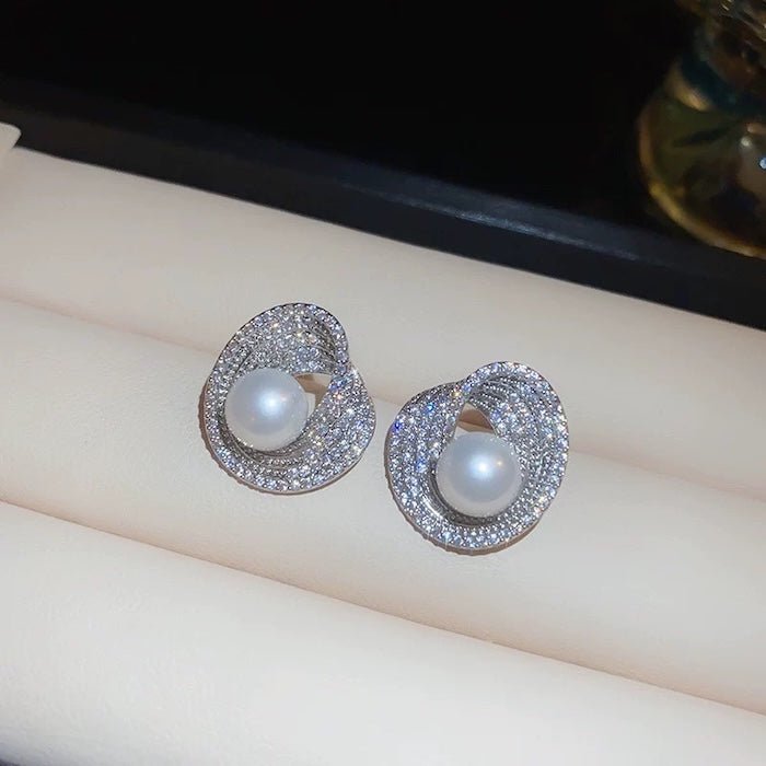 Luminous Pearl Embrace Stud Earrings