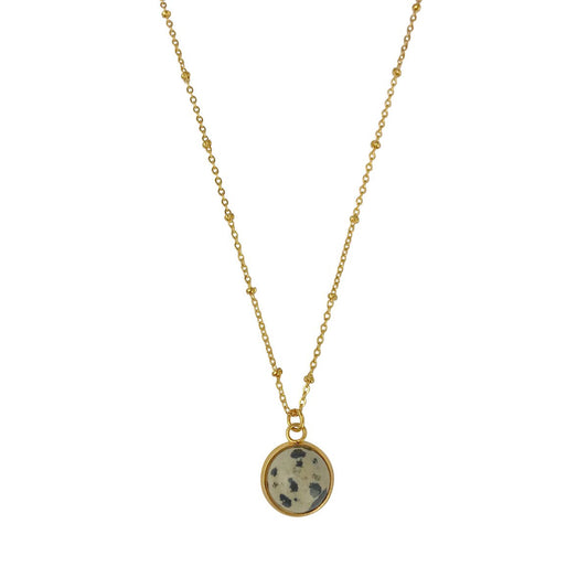 Necklace Dalmatian Jasper Stone - Gold