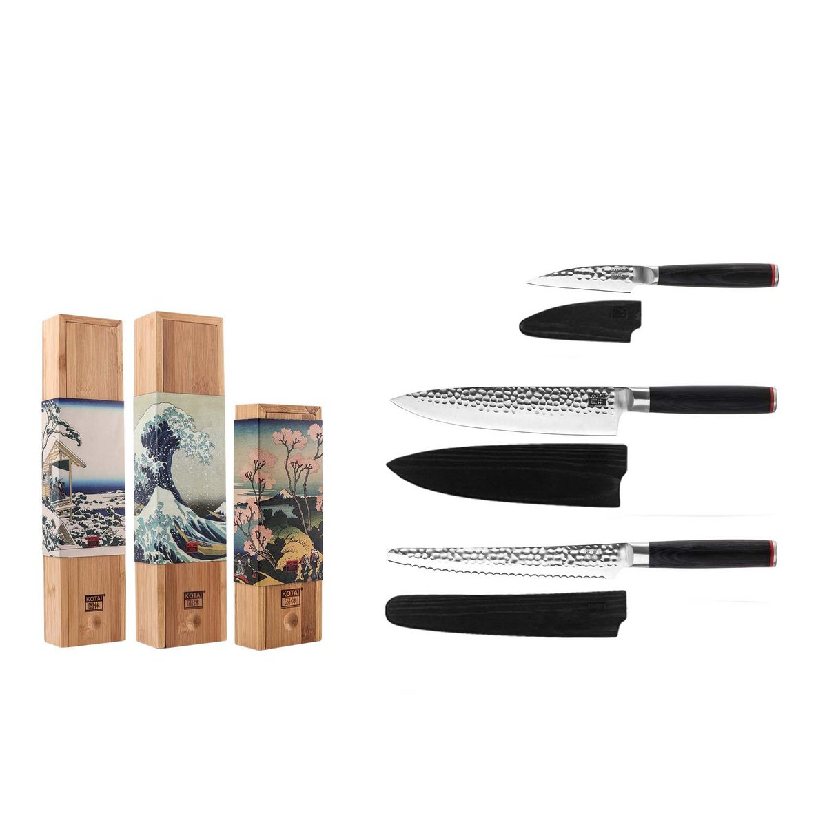 Set of knives - The Essential Set: 3 knives (paring knife + gyuto + bread knife)