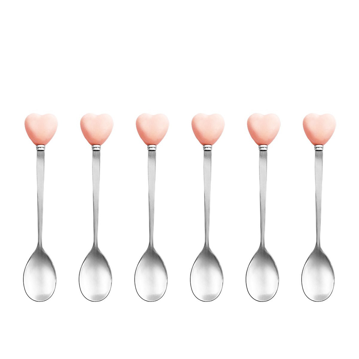 Pink teaspoons with holder - set of 6