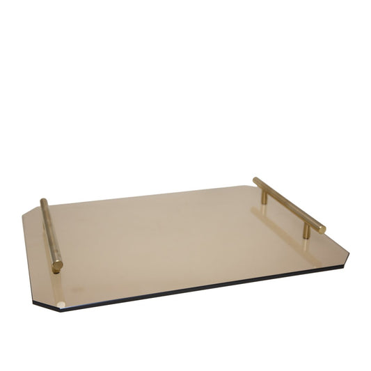 Amber tray with golden handles 40x30x5cm