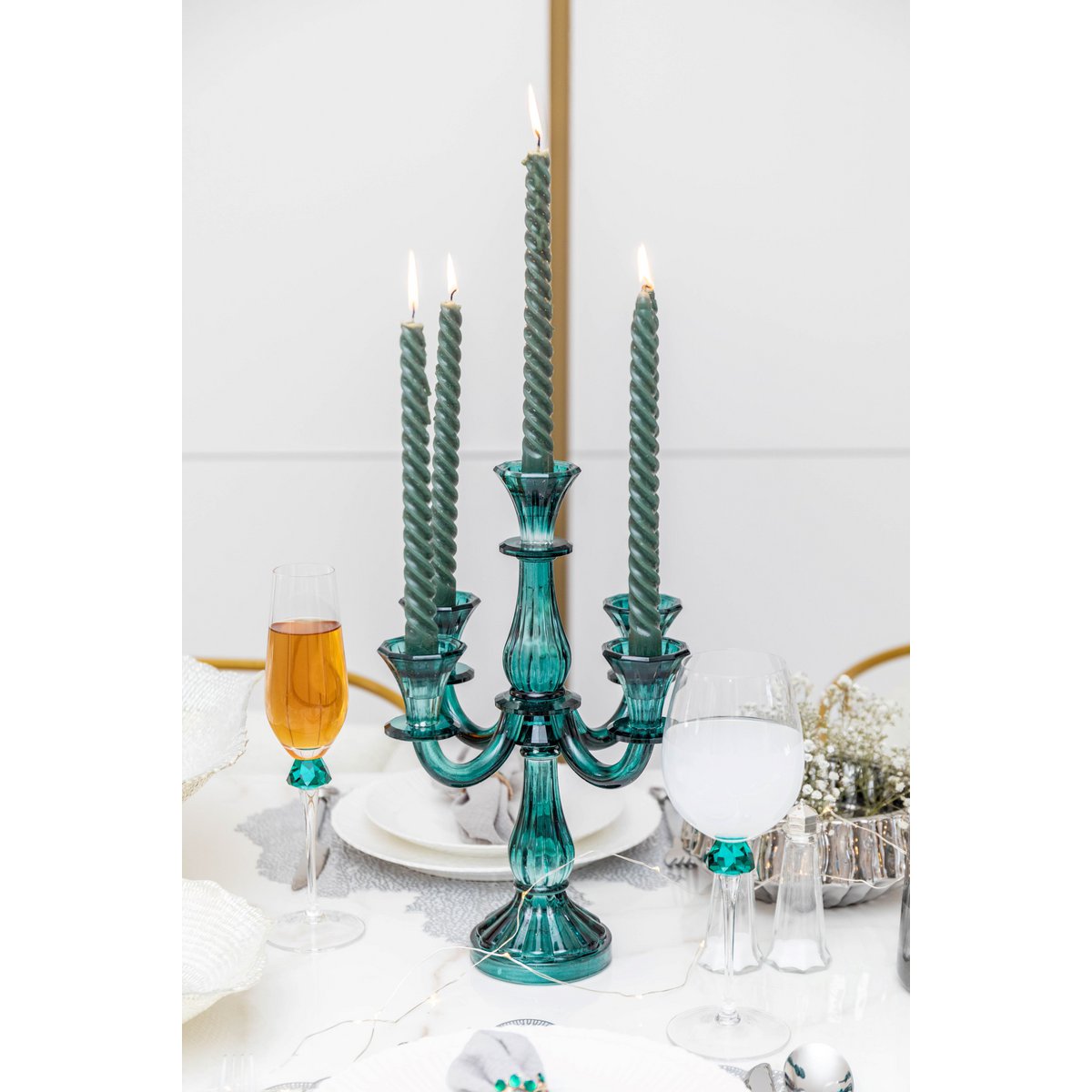 CHANDELIER 5 FEUX TURQUOISE H35CM