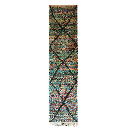 Pure Berber wool hallway rug 75 x 304 cm