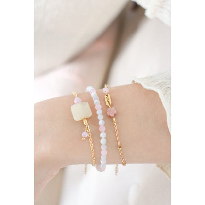 Lucky bracelet Rhodochrosite & Rose Quartz - Gold