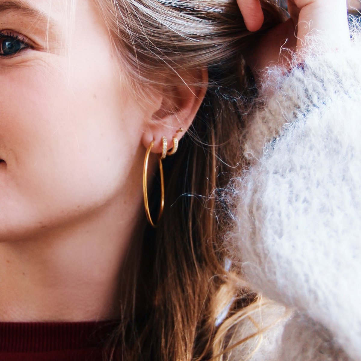 Stainless steel hoop 50mm 'basic' - gold