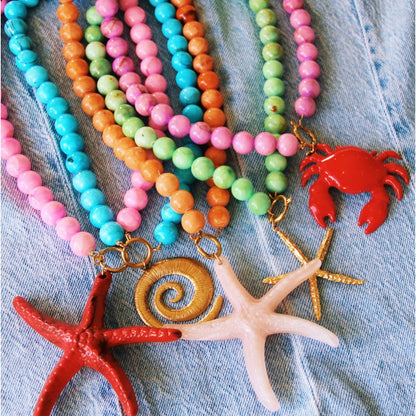 Natural stone bead necklace XL - butter yellow