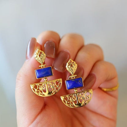 Royal Style Drop Earrings with Lapislazuli
