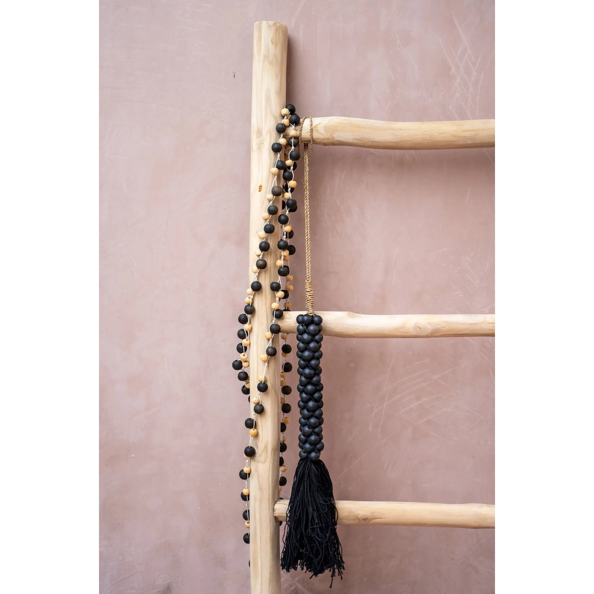 The Wooden Beads with Cotton Tassel - Black