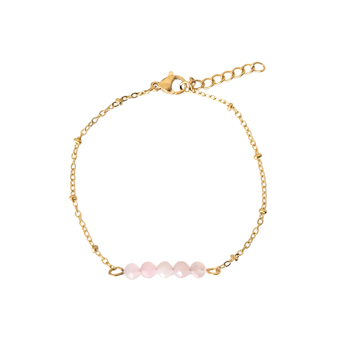 Bracelet rose quartz facet - Gold