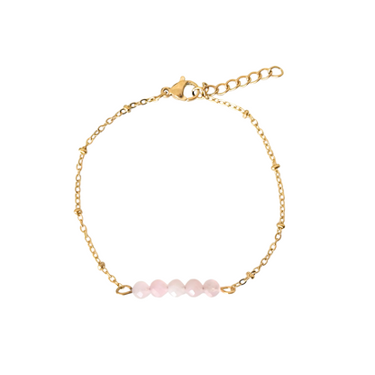 Bracelet rose quartz facet - Gold